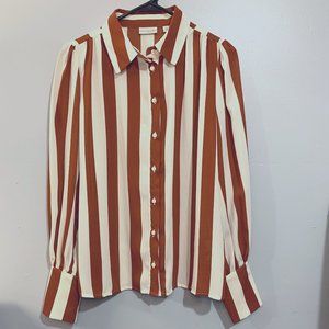 Mustard and Cream Striped Blouse